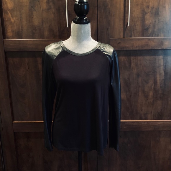 Milly Lamb Leather Scoop Neck Top - Picture 1 of 6